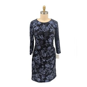 01506 Eliza J Sequins Ruched Dress Black Blue size 12 cocktail party evening